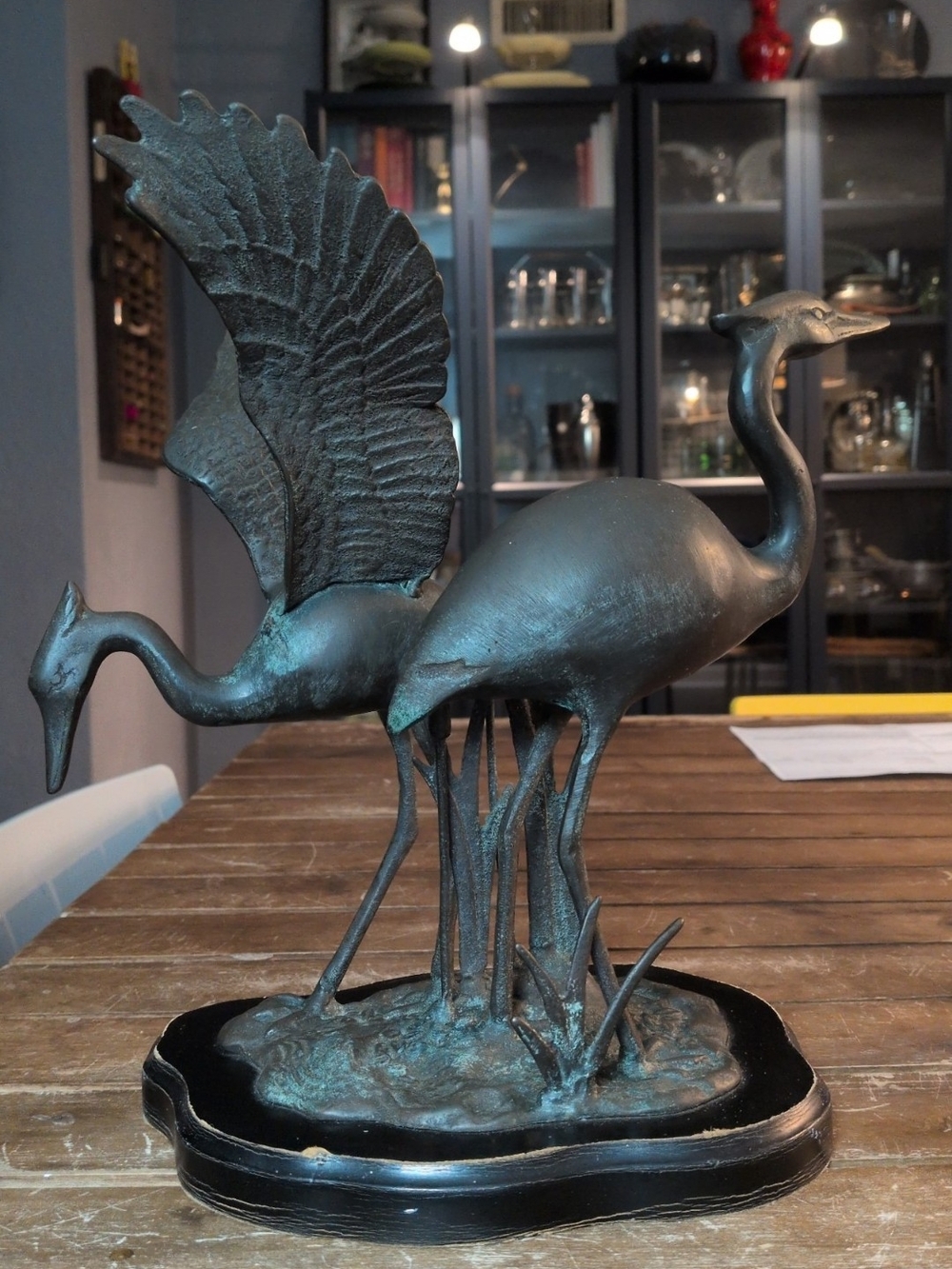 Vintage San Pacific International Bronze Heron Sculpture